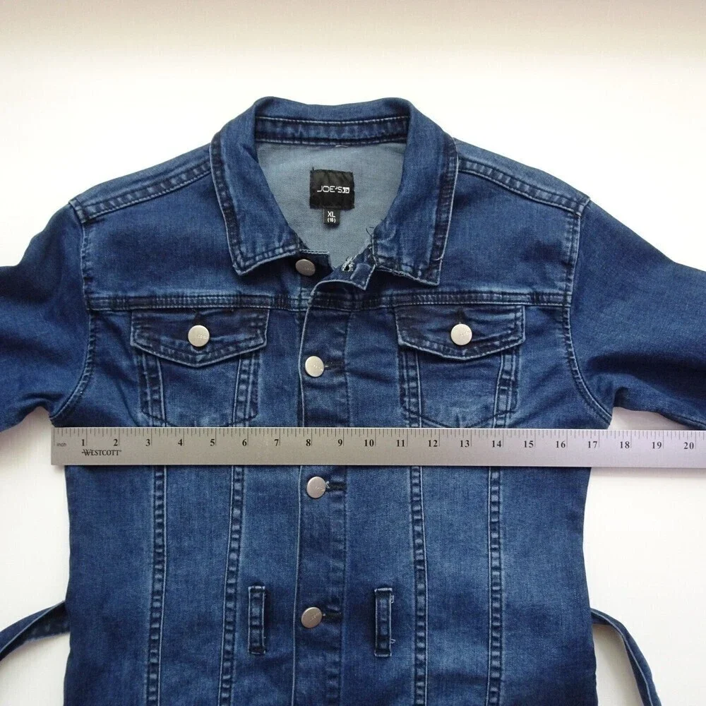 Joe's Jeans Girl's Blake Denim Dress Belted Dark Wash Button Long Sleeves XL/16